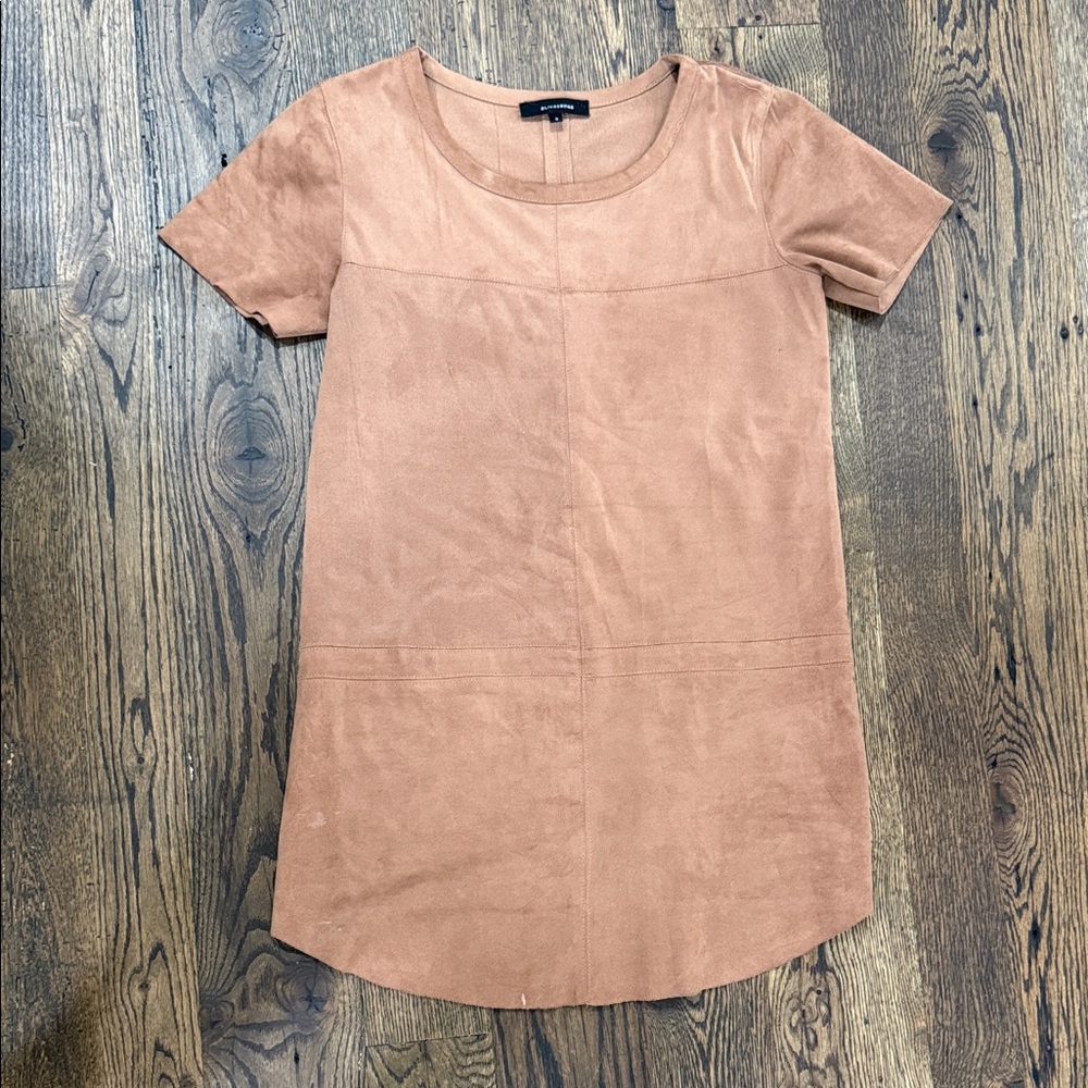 Olivaceous Camel Suede Mini Dress